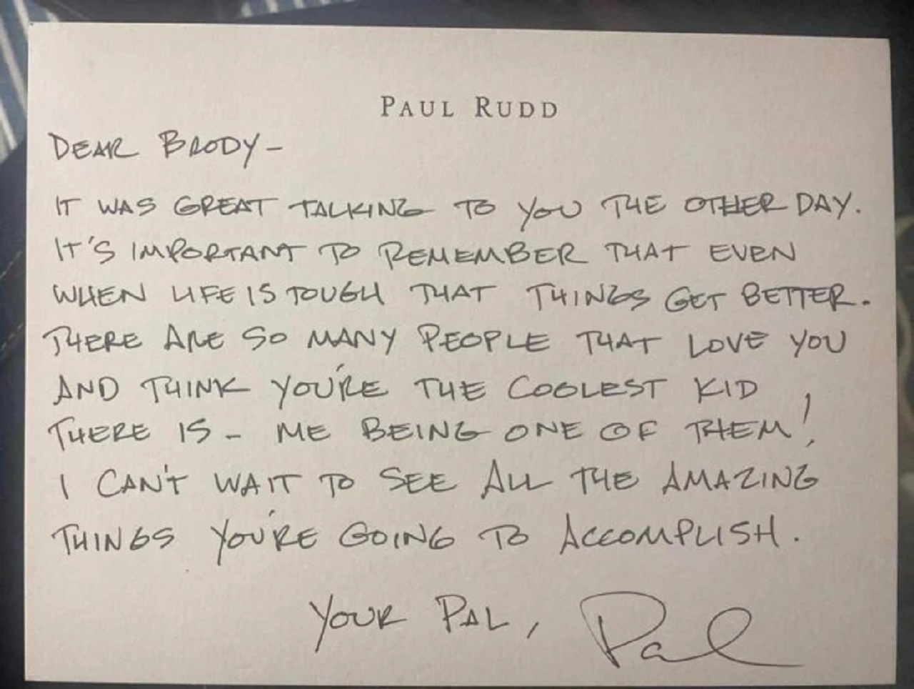 lettera di Paul Rudd