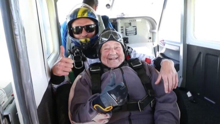 nonna di 103 anni si lancia con il paracadute