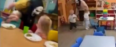 bambini spaventati a causa di un insegnante con la maschera di Scream