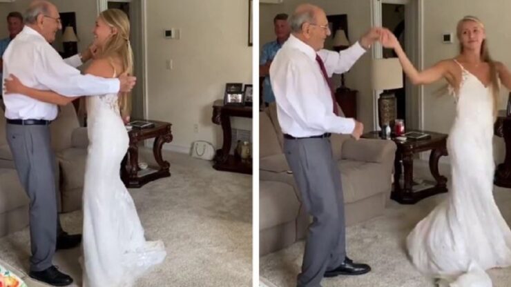 nonno e nipote ballano insieme