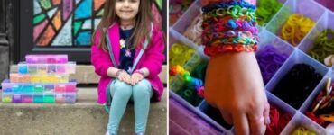 bambina crea braccialetti per solidarietà