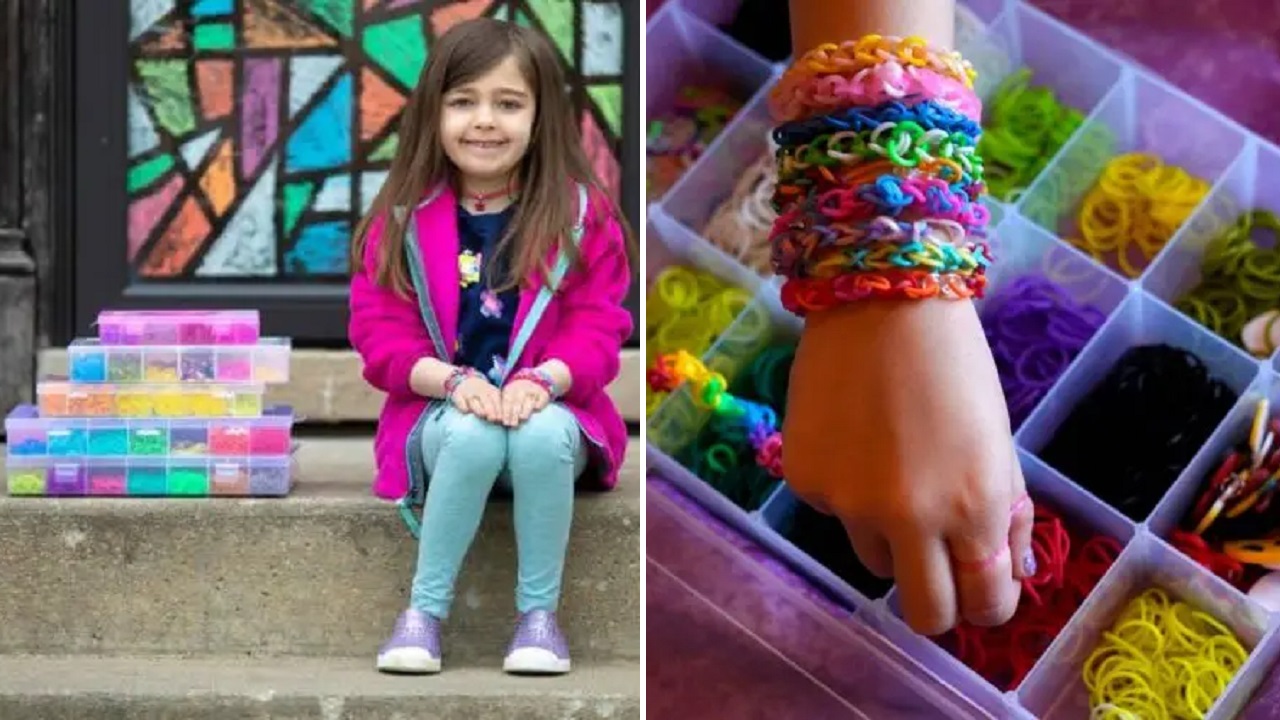 A soli 7 anni, una bambina realizza braccialetti da vendere per