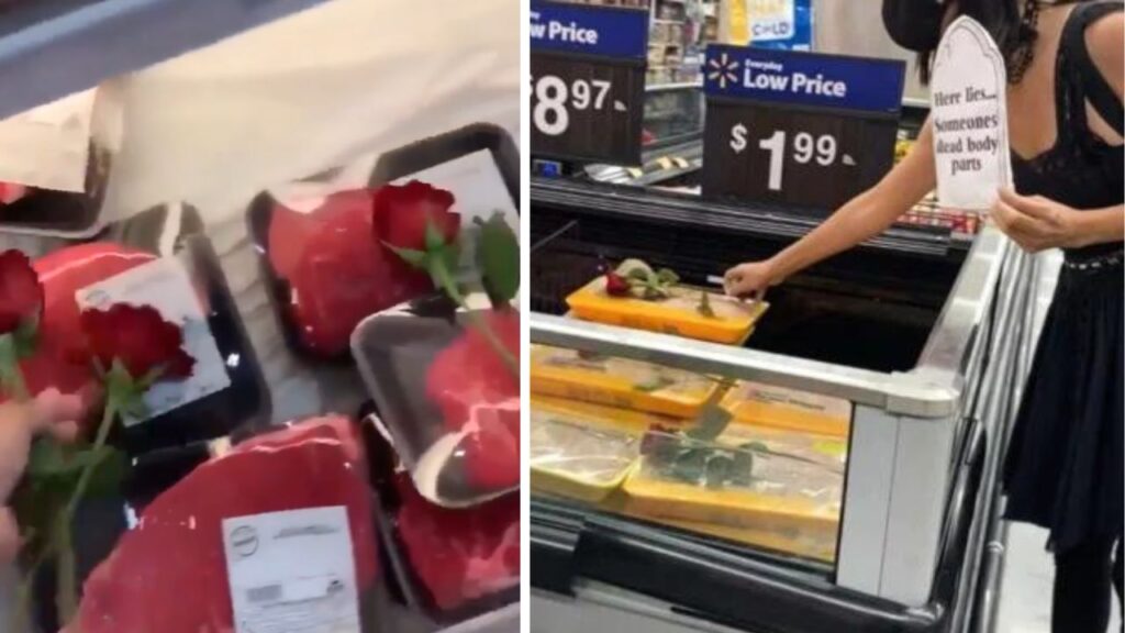 Vegani celebrano funerale al reparto carne del supermercato